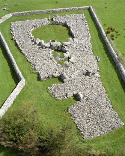 Aerial view of Creevykeel Court Tomb, Co. Sligo, Ireland