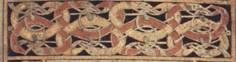 Detail of Biting Animals. In this detail the long bodies of snake-like or leg less creatures are intertwined with each  other and are biting their own tails. 